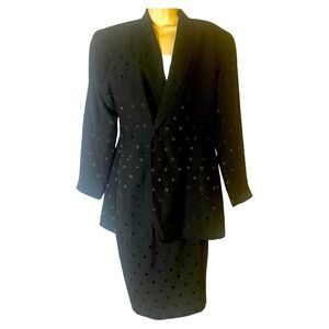 Vintage Casual Corner 2-Piece Black Suit with Circle Detail Size 12